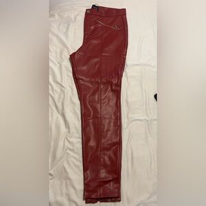 Red leather straight leg pants  Missing button button easy fix